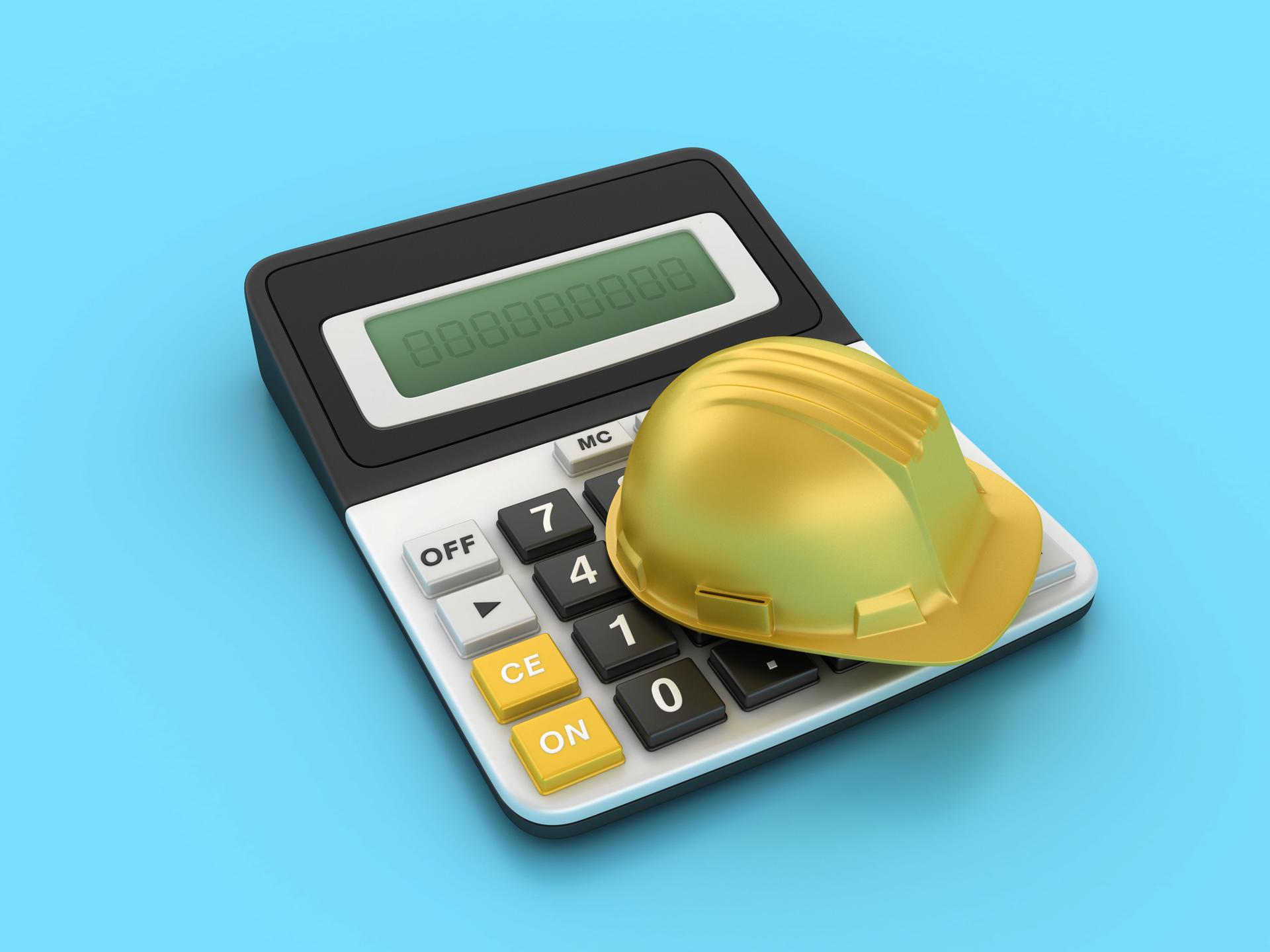 3D Calculator with Construction Helmet